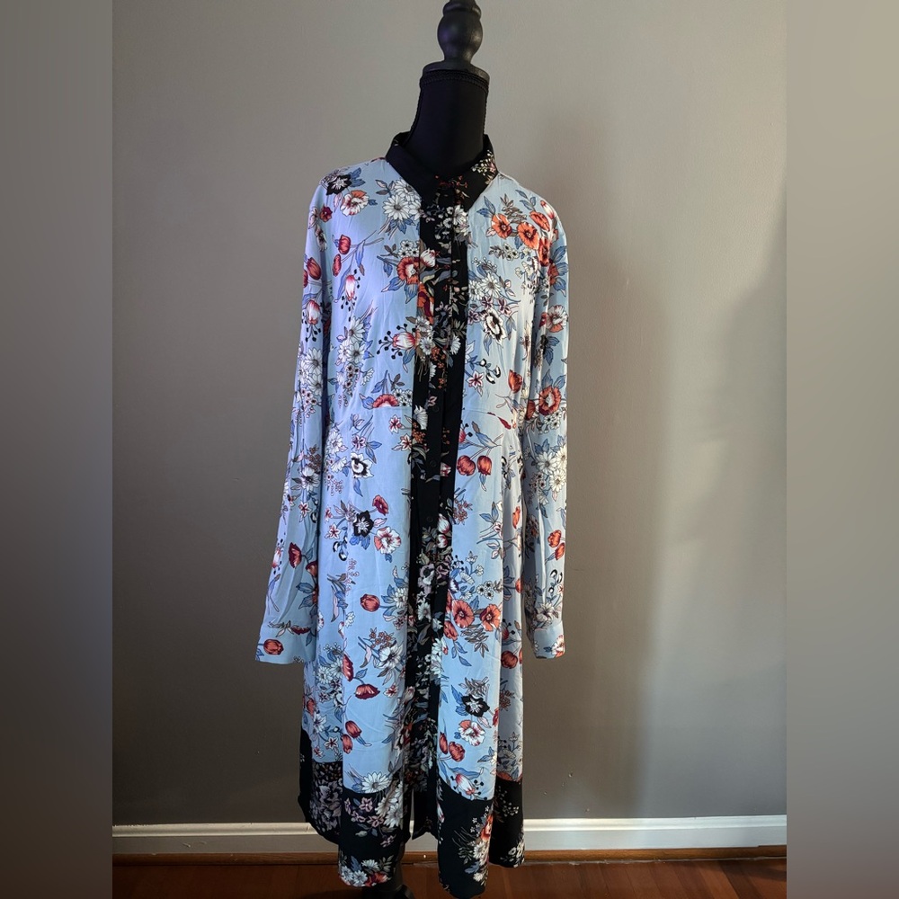 NWT ANTHROPOLOGIE Maeve Floral Shirt Dress with Tie back Size 14